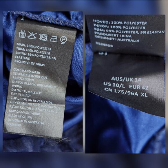 Bardot Lace Sheath‎ Dress sz 10 L Women Gemma Navy Blue Halter Cocktail Wedding - Picture 4 of 12